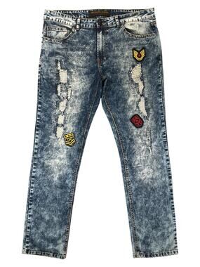 Brooklyn Laundry 34x32 Acid Wash Patchwork Y2K Jeans Downtown LA Premium